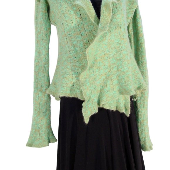 LAINEY KEOGH Seafoam Cashmere Open Cardigan Sweater - Hand Made in IRELAND - Picture 4 of 10